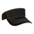 Brushed Cotton Twill Visor with Sandwich Contrast Stitching (Black/White)